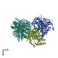 PDB entry 7sv2 coloured by chain, top view.