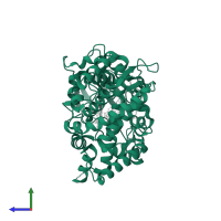 Cytochrome P450 3A5 in PDB entry 7sv2, assembly 1, side view.