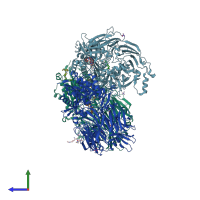 PDB entry 7svm coloured by chain, side view.