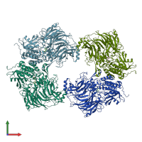 PDB entry 7svn coloured by chain, front view.