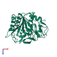 PDB entry 7sw1 coloured by chain, top view.