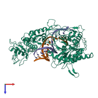 PDB entry 7swf coloured by chain, top view.