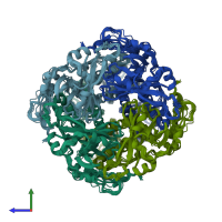 PDB entry 7swj coloured by chain, ensemble of 10 models, side view.