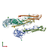 PDB entry 7t1v coloured by chain, front view.