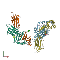 PDB entry 7t2a coloured by chain, front view.