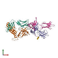 PDB entry 7t2c coloured by chain, front view.
