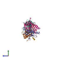 PDB entry 7t2c coloured by chain, side view.