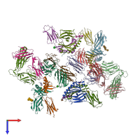 PDB entry 7t2d coloured by chain, top view.