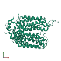 PDB entry 7t3o coloured by chain, front view.