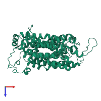 PDB entry 7t3o coloured by chain, top view.