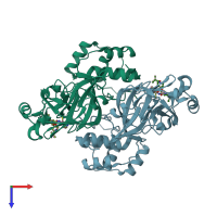 PDB entry 7t3y coloured by chain, top view.