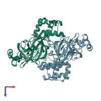 PDB entry 7t49 coloured by chain, top view.