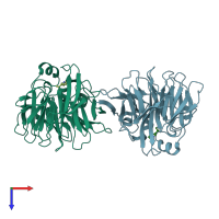PDB entry 7t5i coloured by chain, top view.
