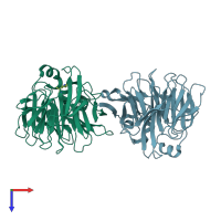 PDB entry 7t5j coloured by chain, top view.