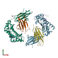 PDB entry 7t5m coloured by chain, front view.