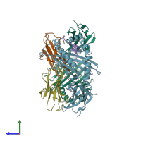 PDB entry 7t5m coloured by chain, side view.
