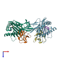 PDB entry 7t5m coloured by chain, top view.