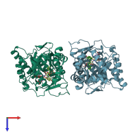 PDB entry 7t5y coloured by chain, top view.