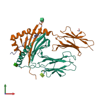 PDB entry 7t6i coloured by chain, front view.