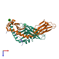 PDB entry 7t6i coloured by chain, top view.