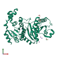 PDB entry 7t88 coloured by chain, front view.