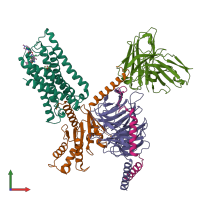 PDB entry 7t94 coloured by chain, front view.