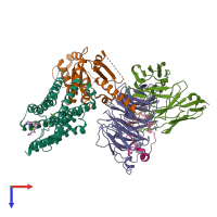 PDB entry 7t94 coloured by chain, top view.