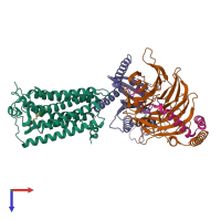 PDB entry 7td0 coloured by chain, top view.