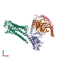 PDB entry 7td1 coloured by chain, front view.