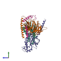 PDB entry 7td1 coloured by chain, side view.