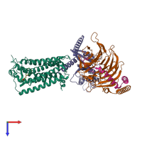 PDB entry 7td1 coloured by chain, top view.