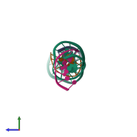PDB entry 7tg6 coloured by chain, side view.