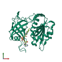 PDB entry 7thg coloured by chain, front view.