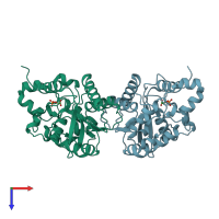 PDB entry 7thi coloured by chain, top view.