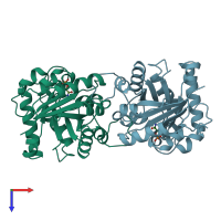 PDB entry 7tim coloured by chain, top view.