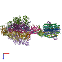 PDB entry 7tjz coloured by chain, top view.