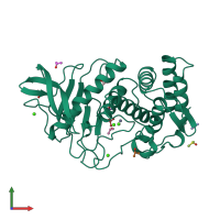 PDB entry 7tli coloured by chain, front view.