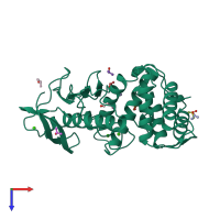 PDB entry 7tli coloured by chain, top view.