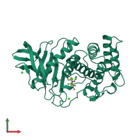 PDB entry 7tln coloured by chain, front view.