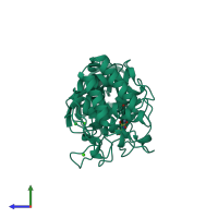 PDB entry 7tln coloured by chain, side view.