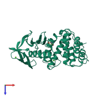 PDB entry 7tln coloured by chain, top view.