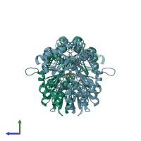 PDB entry 7tlq coloured by chain, side view.