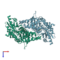 PDB entry 7tlq coloured by chain, top view.