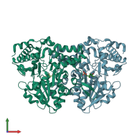 PDB entry 7tlr coloured by chain, front view.