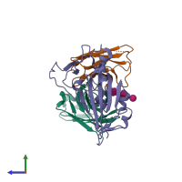 PDB entry 7tly coloured by chain, side view.