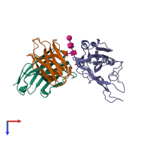 PDB entry 7tly coloured by chain, top view.