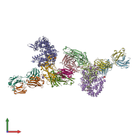 PDB entry 7tn0 coloured by chain, front view.