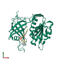 PDB entry 7tnv coloured by chain, front view.