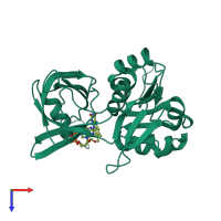 PDB entry 7tnv coloured by chain, top view.
