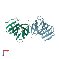 PDB entry 7tok coloured by chain, top view.